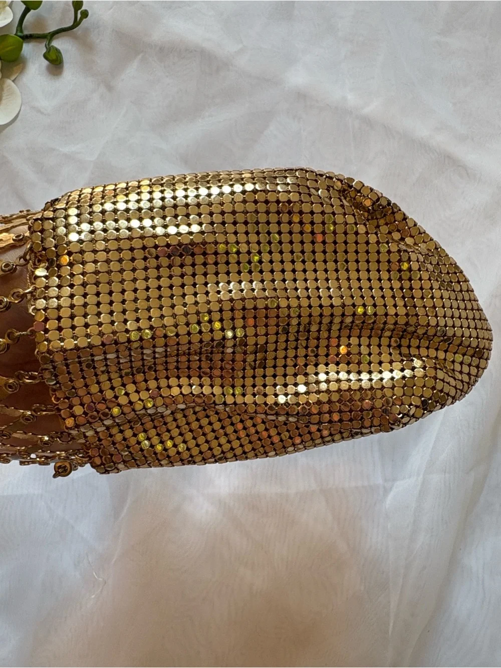 Whiting & Davis Vintage Gold Mesh Beggar Bag